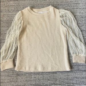 COPY - Zara Girls size 6 cream sweater with lace sleeves